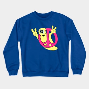 Yellow Peace Ghost with a Pink Peace Sign Crewneck Sweatshirt